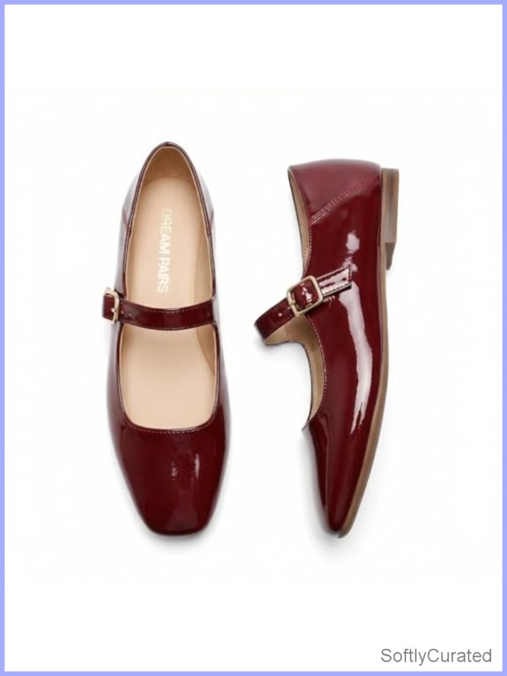 Women's Square Toe Mary Jane Flats Faux Leather